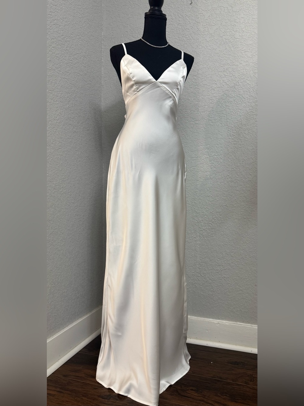 SHEIN Ivory Satin Maxi Slip Dress